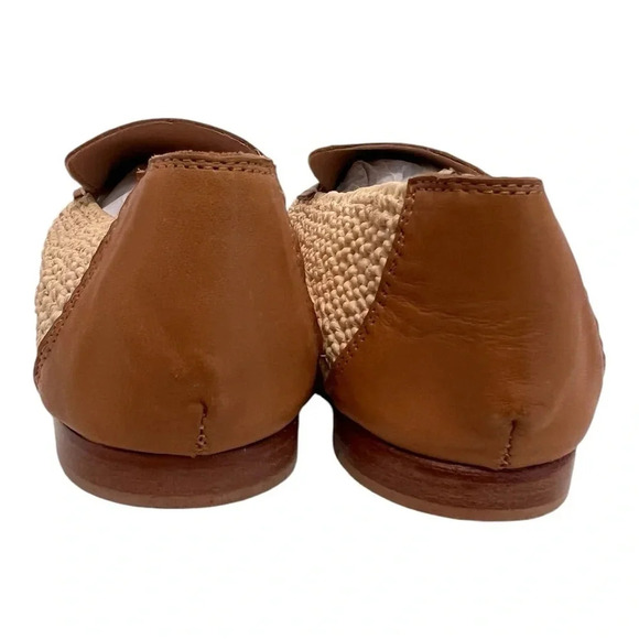 CARRIE FORBES Leather & Raffia Strap Notched Mumba Loafers - Picture 4 of 8